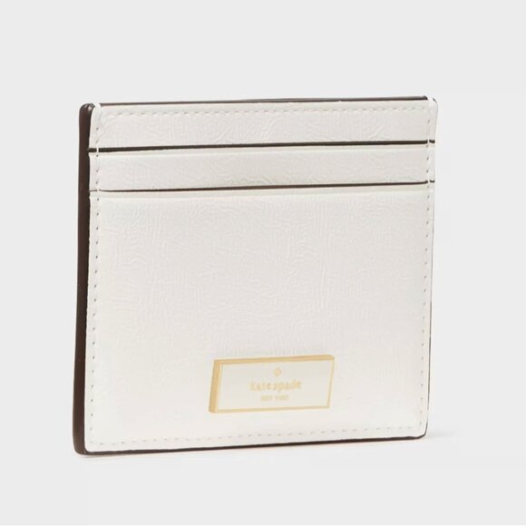 New Bridget Crinkle Patent Small Slim Card Holder Meringue - Picture 2 of 4